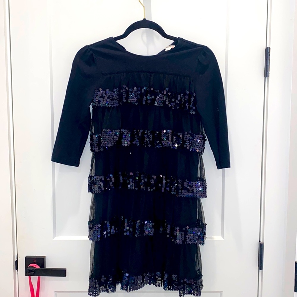 J. Crew Black Sequin Tiered Tulle Party Dress